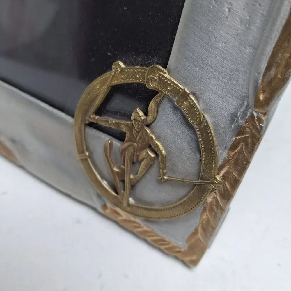 Munafo Silver Pewter Gold Tone Photo Frame 3D Signed 5.5x7.5